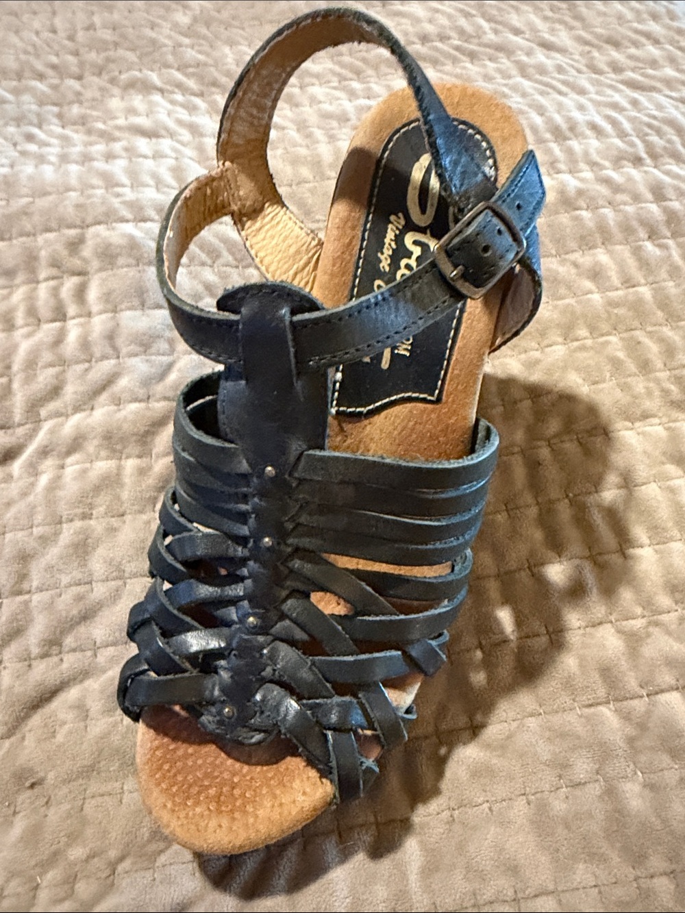 Sbicca Black Strappy Woven Leather Sandal